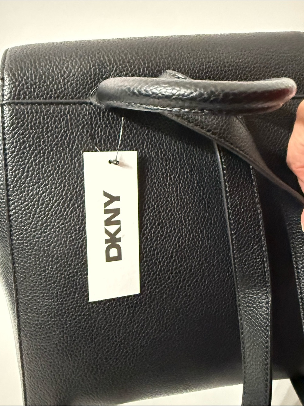 DKNY Robin Small Backpack Black Pebbled Faux Leather Gold Logo NWT Dust Bag - Picture 9 of 12